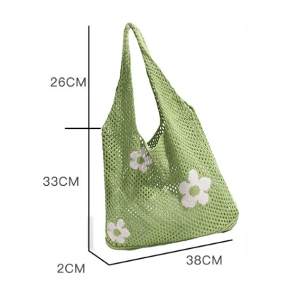 Floral Knitted Fishnet Tote Bags - Image 7